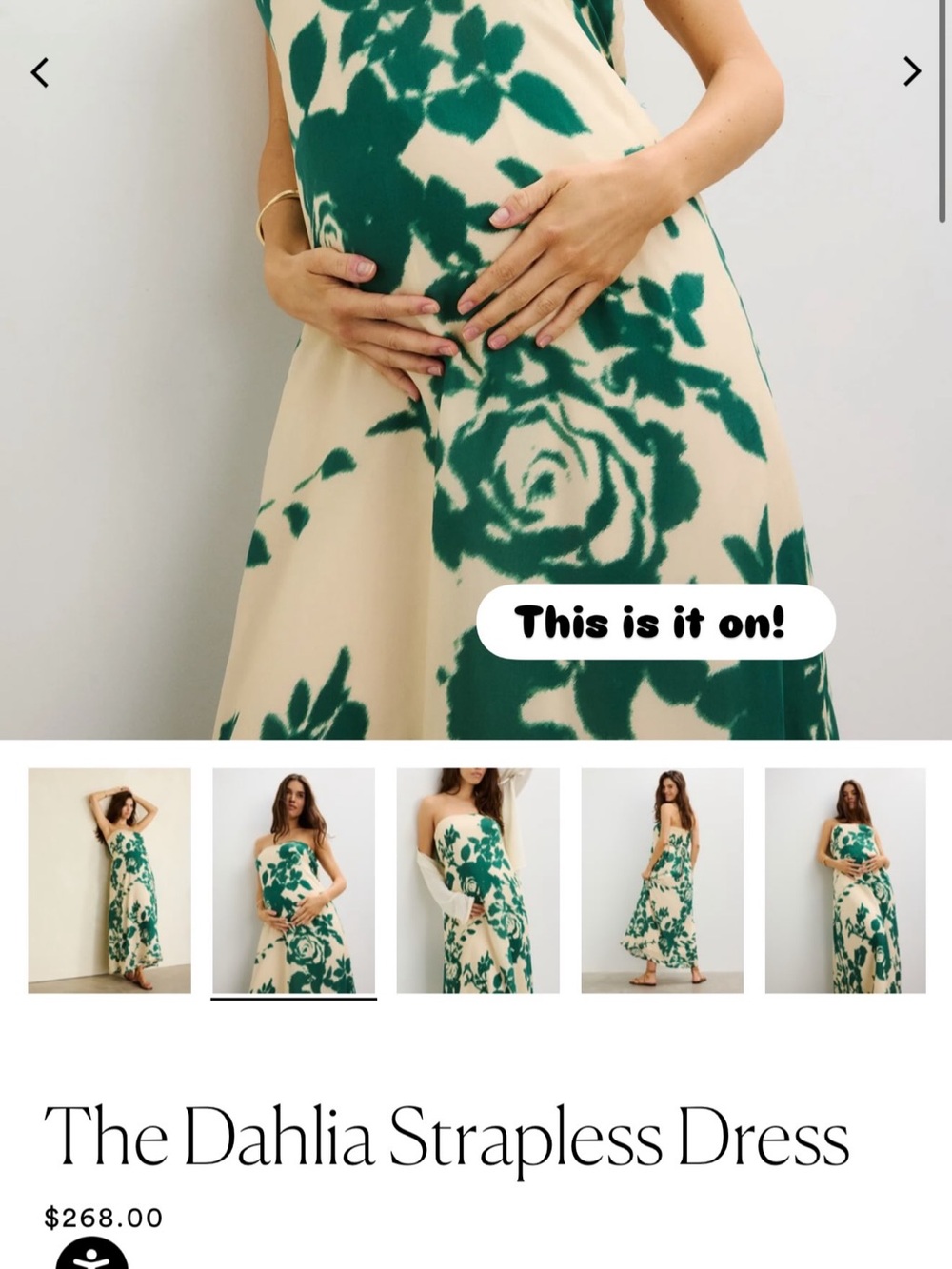 Hatch Strapless Floral Maxi Dress — Green & Cream